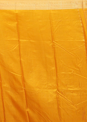 Yellow Printed Pure Silk Saree Without Blouse Piece