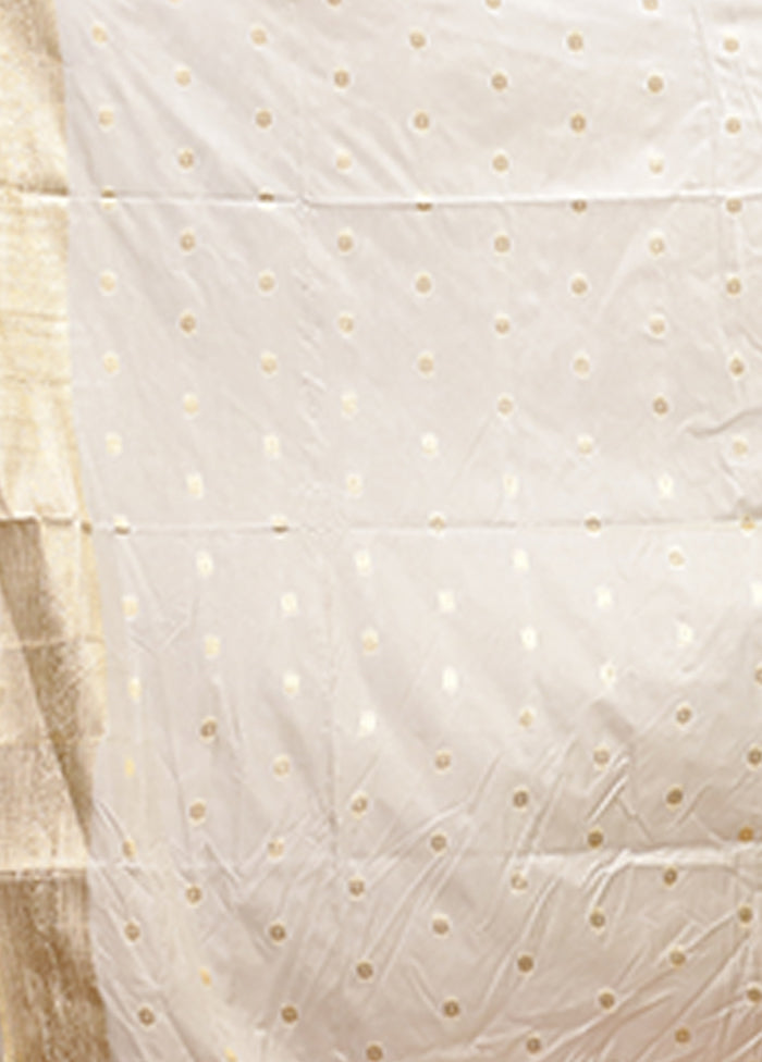 Cream Dupion Silk Saree With Blouse Piece