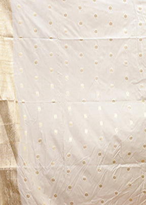 Cream Dupion Silk Saree With Blouse Piece