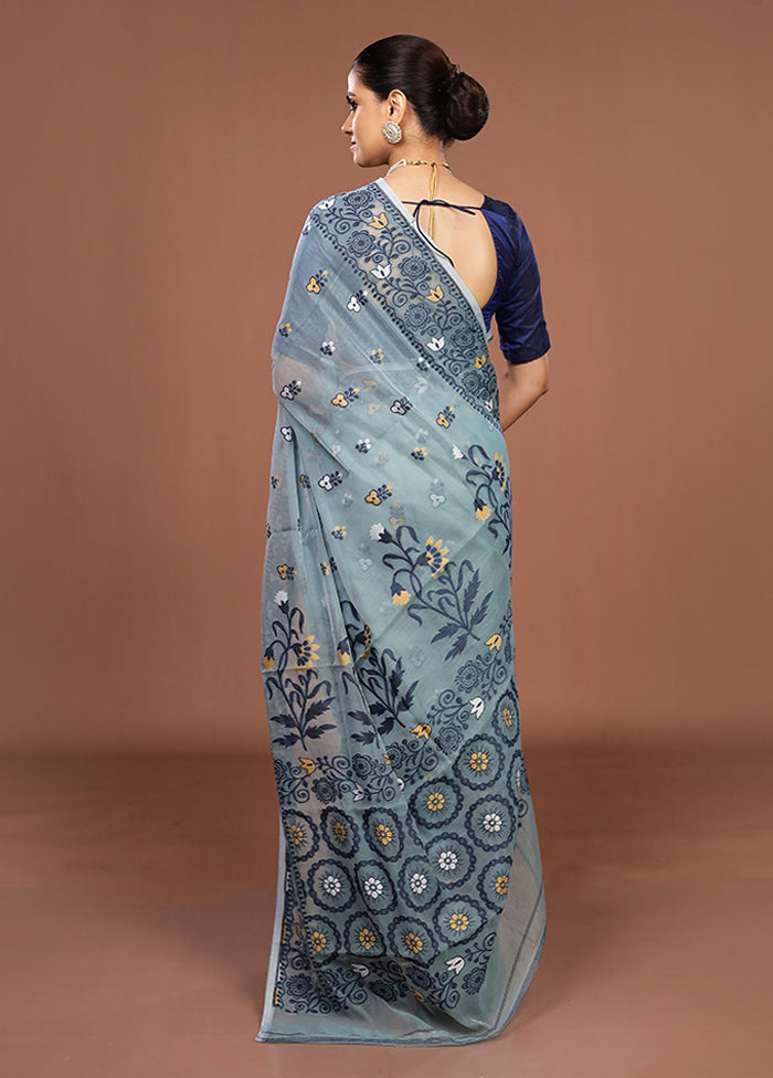 Green Jamdani Cotton Saree Without Blouse Piece