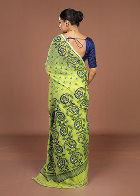 Green Jamdani Cotton Saree Without Blouse Piece