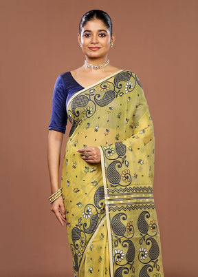Yellow Jamdani Cotton Saree Without Blouse Piece