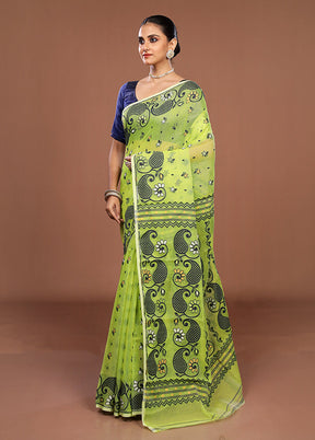 Green Jamdani Cotton Saree Without Blouse Piece