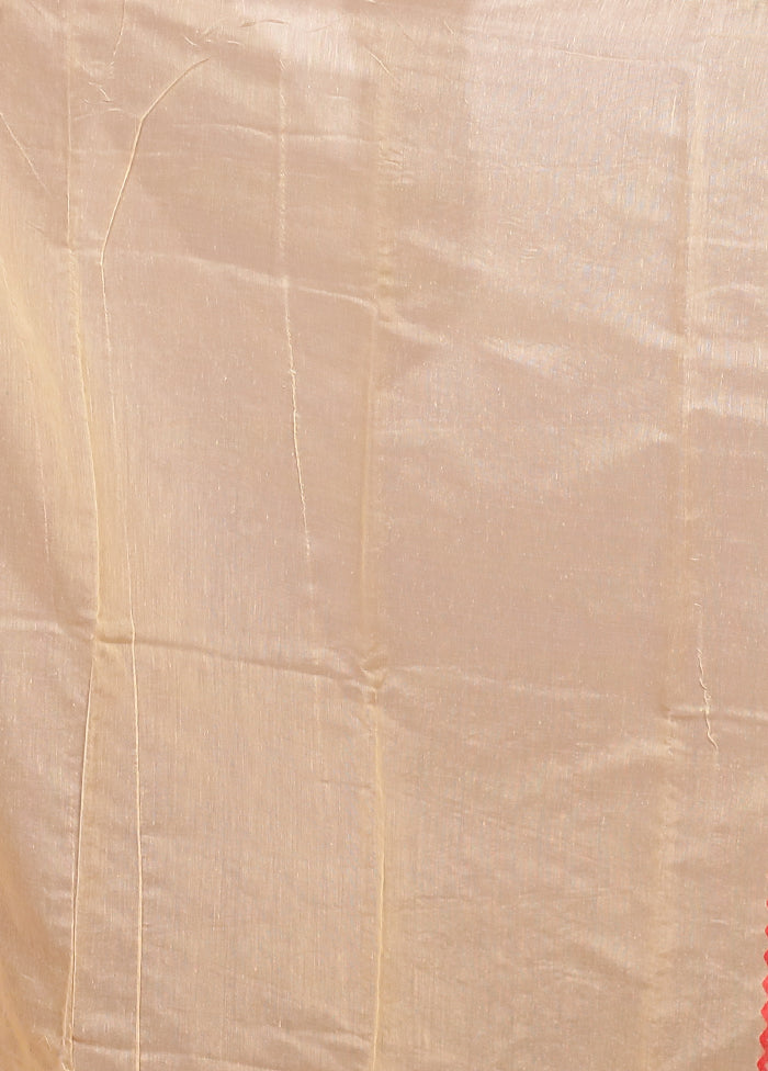 Cream Jamdani Cotton Saree Without Blouse Piece