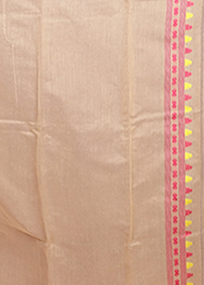 Cream Jamdani Cotton Saree Without Blouse Piece