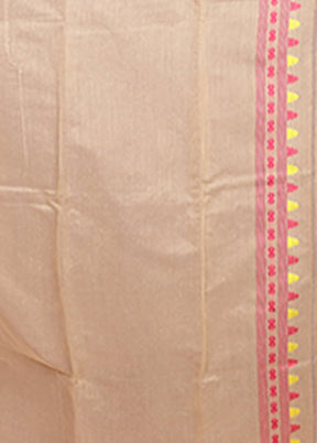 Cream Jamdani Cotton Saree Without Blouse Piece