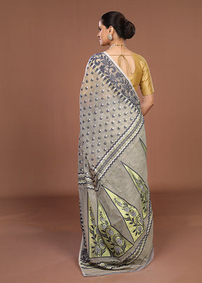 Grey Jamdani Cotton Saree Without Blouse Piece