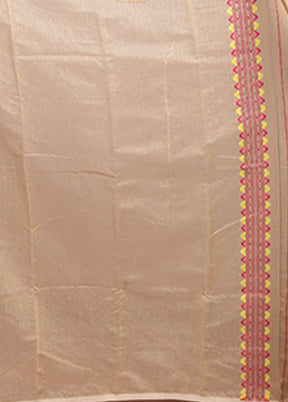 Cream Jamdani Cotton Saree Without Blouse Piece