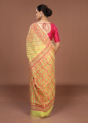 Yellow Jamdani Cotton Saree Without Blouse Piece