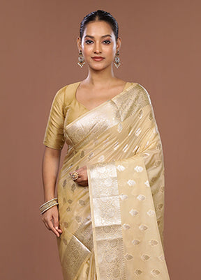 Cream Dupion Silk Saree With Blouse Piece