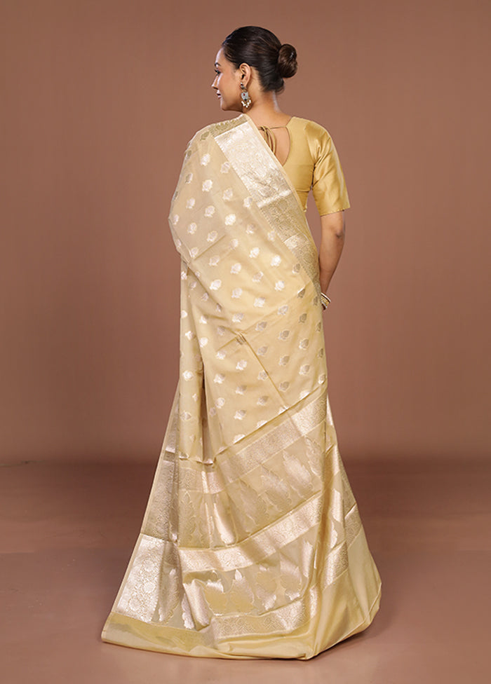 Cream Dupion Silk Saree With Blouse Piece