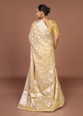 Cream Dupion Silk Saree With Blouse Piece
