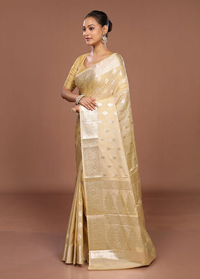 Cream Dupion Silk Saree With Blouse Piece