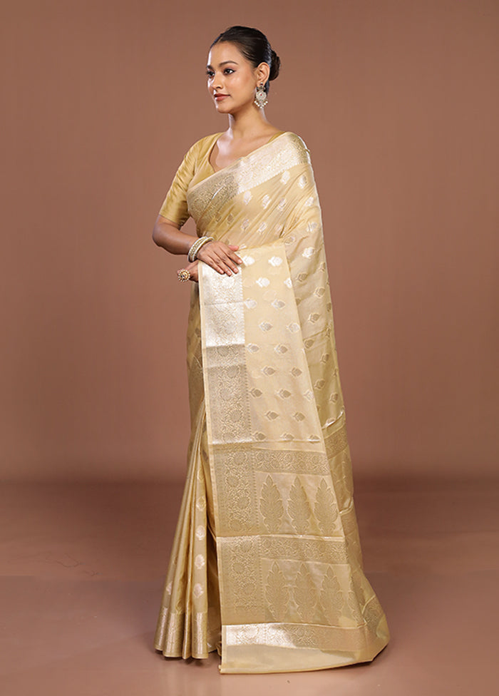 Cream Dupion Silk Saree With Blouse Piece
