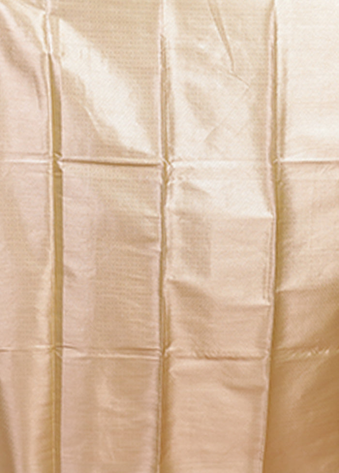 Cream Dupion Silk Saree With Blouse Piece