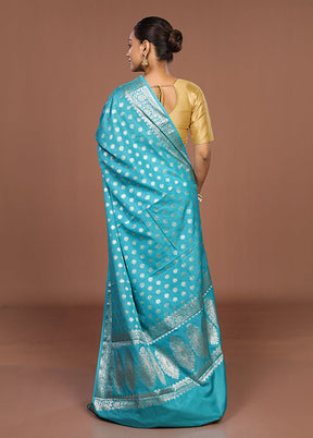 Green Dupion Silk Saree With Blouse Piece