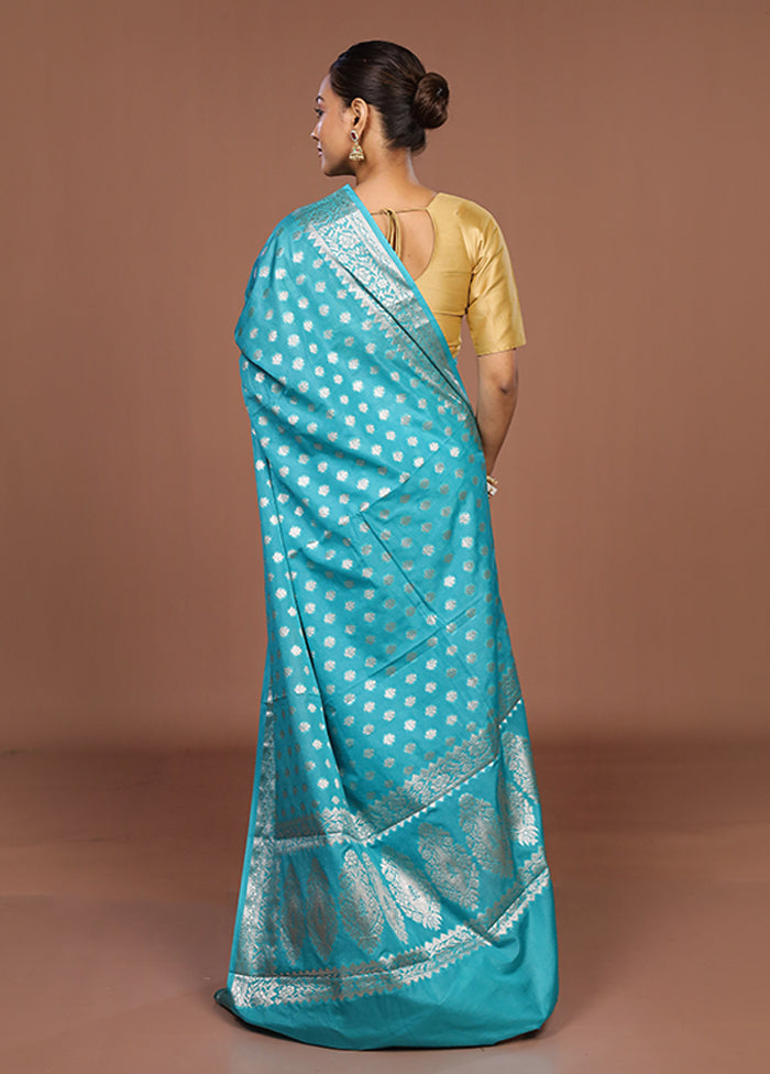 Green Dupion Silk Saree With Blouse Piece