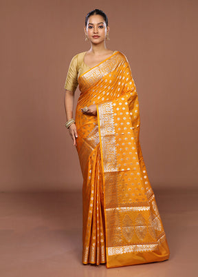 Yellow Dupion Silk Saree With Blouse Piece