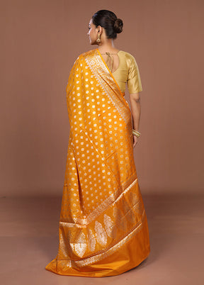 Yellow Dupion Silk Saree With Blouse Piece