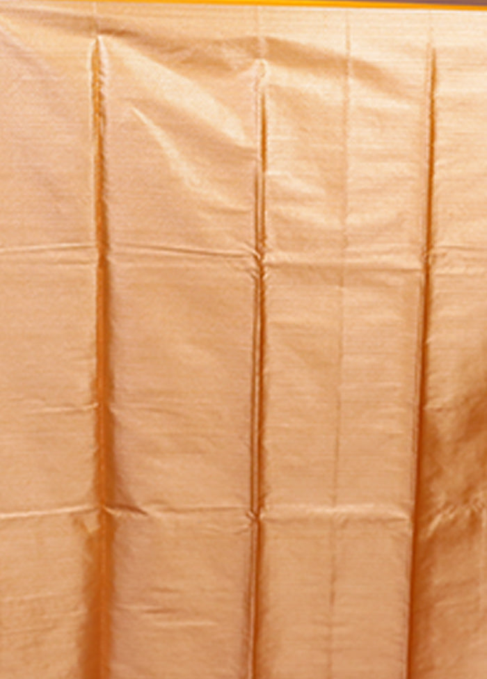 Yellow Dupion Silk Saree With Blouse Piece