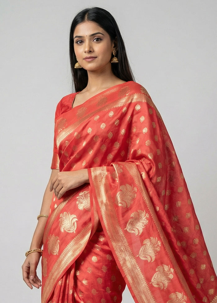 Pink Dupion Silk Saree With Blouse Piece