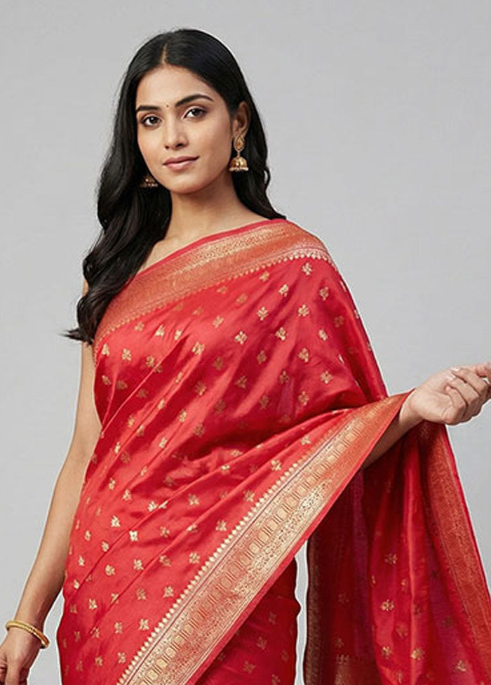 Pink Uppada Silk Saree With Blouse Piece