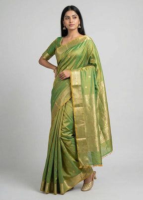 Green Uppada Silk Saree With Blouse Piece