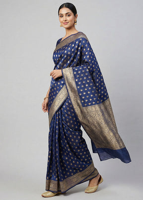 Blue Uppada Silk Saree With Blouse Piece