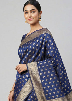 Blue Uppada Silk Saree With Blouse Piece