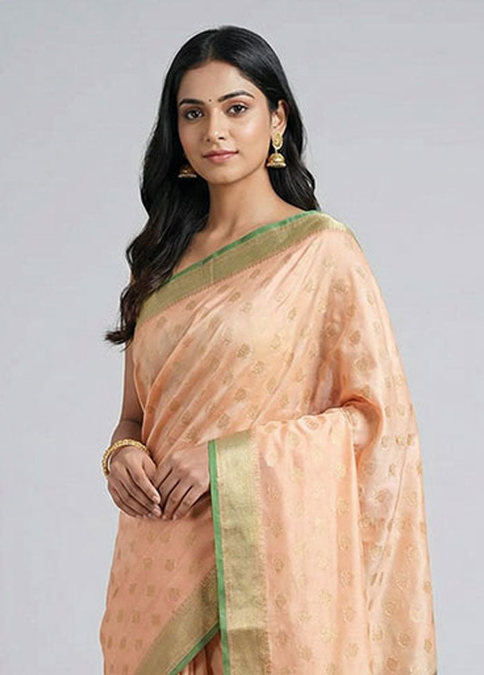 Cream Kora Silk Saree With Blouse Piece