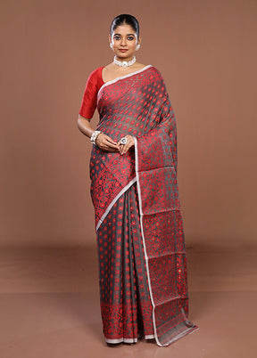 Black Jamdani Cotton Saree Without Blouse Piece