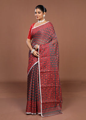 Black Jamdani Cotton Saree Without Blouse Piece