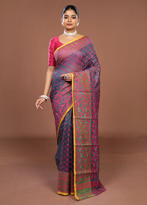 Green Jamdani Cotton Saree Without Blouse Piece