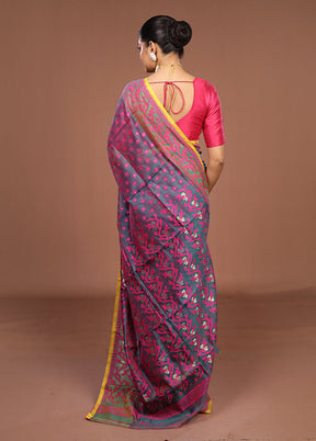 Green Jamdani Cotton Saree Without Blouse Piece