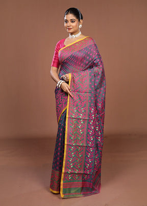 Green Jamdani Cotton Saree Without Blouse Piece