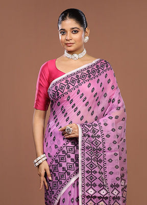 Pink Jamdani Cotton Saree Without Blouse Piece