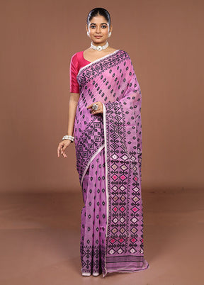 Pink Jamdani Cotton Saree Without Blouse Piece
