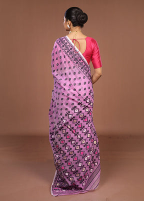 Pink Jamdani Cotton Saree Without Blouse Piece