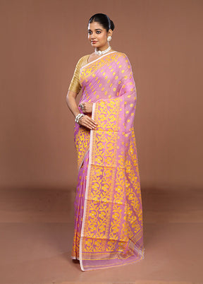 Pink Jamdani Cotton Saree Without Blouse Piece