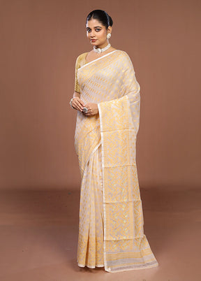 White Jamdani Cotton Saree Without Blouse Piece