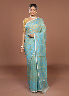 Green Jamdani Cotton Saree Without Blouse Piece