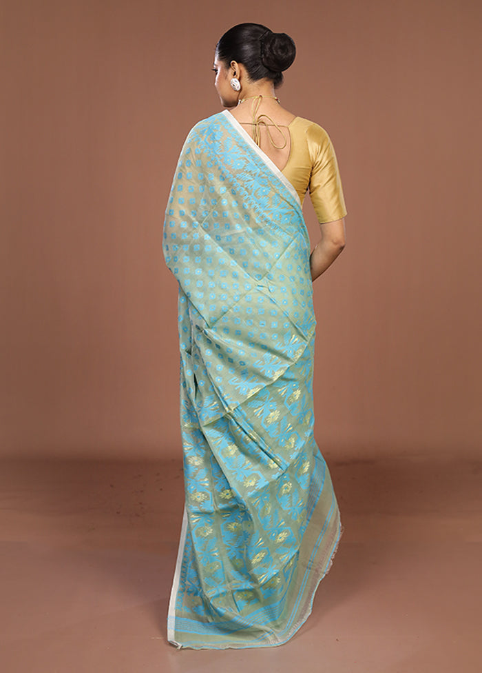 Green Jamdani Cotton Saree Without Blouse Piece
