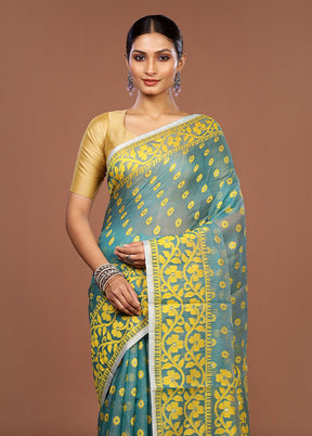 Green Jamdani Cotton Saree Without Blouse Piece