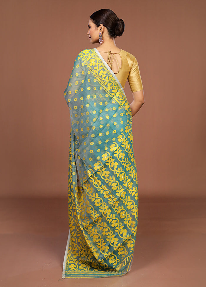 Green Jamdani Cotton Saree Without Blouse Piece