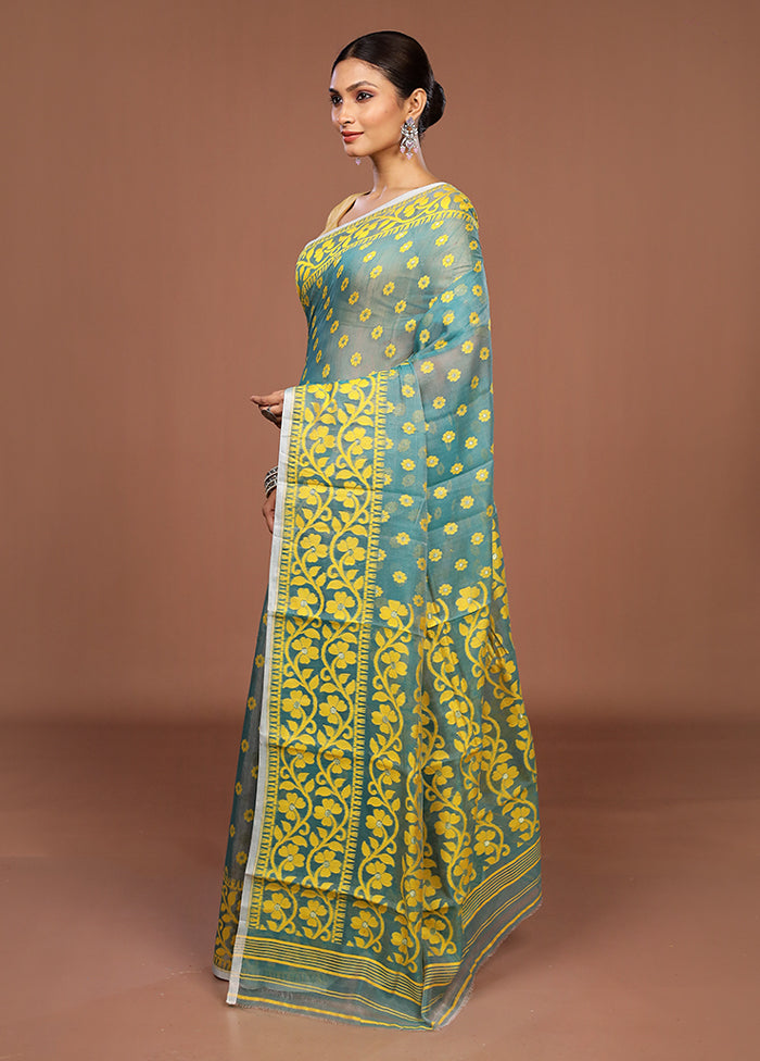 Green Jamdani Cotton Saree Without Blouse Piece