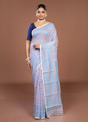 Pink Jamdani Cotton Saree Without Blouse Piece