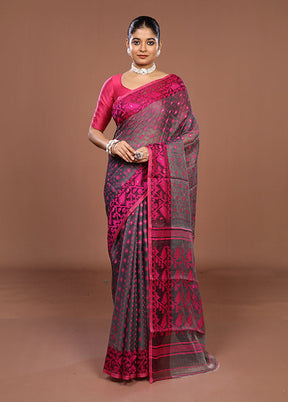 Black Jamdani Cotton Saree Without Blouse Piece