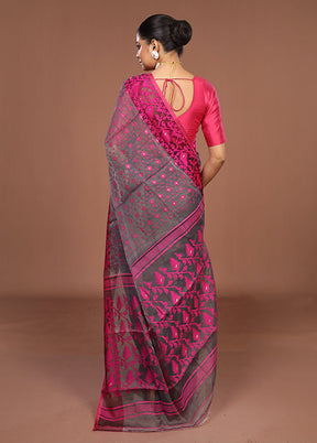 Black Jamdani Cotton Saree Without Blouse Piece