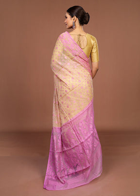 Cream Jamdani Cotton Saree Without Blouse Piece