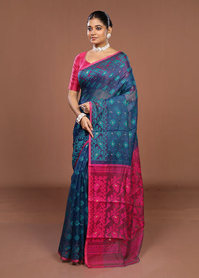 Purple Jamdani Cotton Saree Without Blouse Piece
